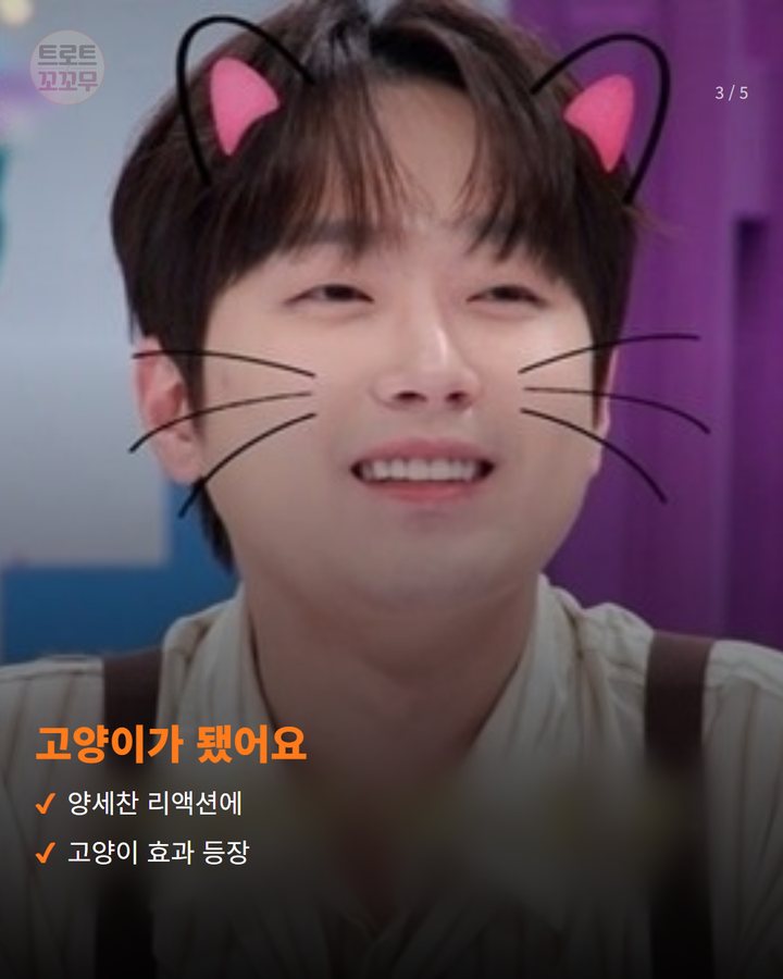 고양이가 됐어요 — 양세찬 리액션에 고양이 효과 등장 (이찬원, 톡파원 25시서 '야호' 유행어 도전기 3번째 카드)