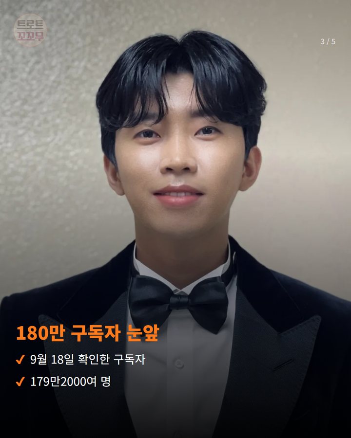 180만 구독자 눈앞 — 9월 18일 확인한 구독자 179만2000여 명 (임영웅 유튜브 31억9000만뷰, 180만 구독자 눈앞이에요 3번째 카드)