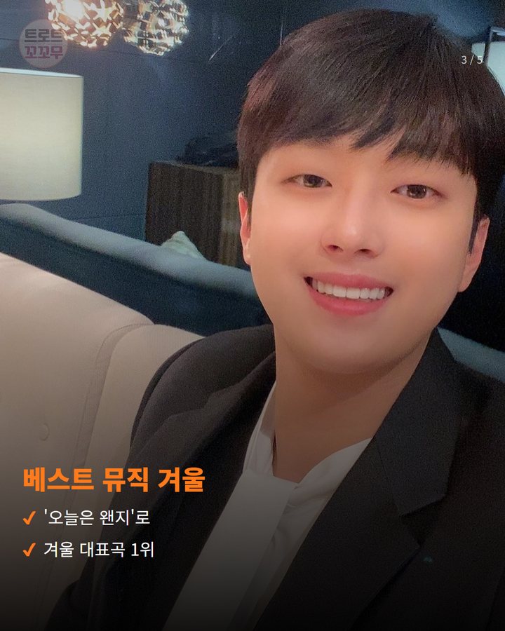베스트 뮤직 겨울 — '오늘은 왠지'로 겨울 대표곡 1위 (이찬원 '2026 TMA' 2관왕, 겨울 대표곡 1위 3번째 카드)