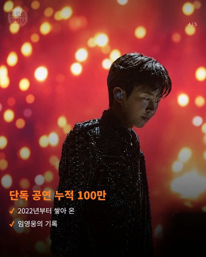 단독 공연 누적 100만 — 2022년부터 쌓아 온 임영웅의 기록 (임영웅, 고양 콘서트 뒤 단독공연 누적관객 100만 4번째 카드)