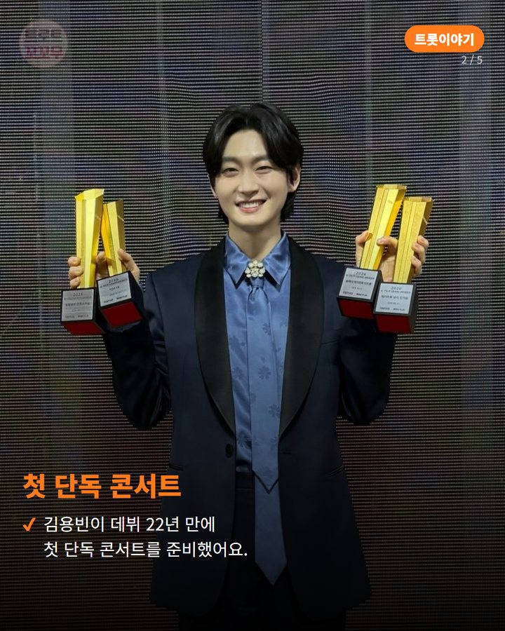 첫 단독 콘서트 — 김용빈이 데뷔 22년 만에 첫 단독 콘서트를 준비했어요. (김용빈, 이미자 대선배님 위로로 다시 일어서요! 2번째 카드)