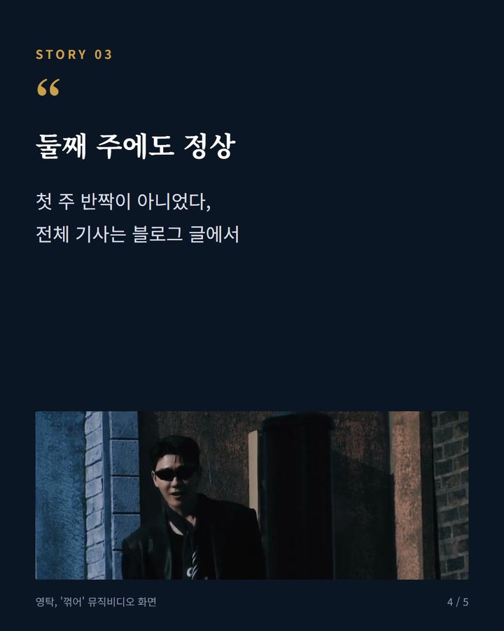 둘째 주에도 정상 — 첫 주 반짝이 아니었다, 전체 기사는 블로그 글에서 (영탁 'GOGO', 써클차트 앨범 2관왕 4번째 카드)