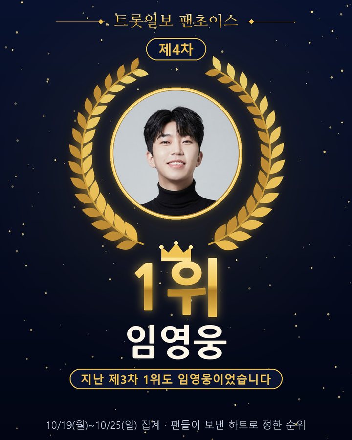 임영웅, 트롯일보 팬초이스 제4차 1위 — 4주 연속 카드뉴스 표지